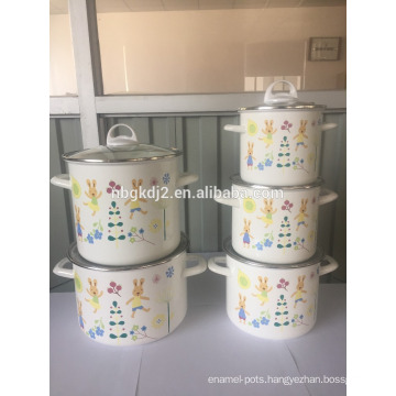 Reasonable price top quality factory pot enamelware 5pcs enamel high pot set